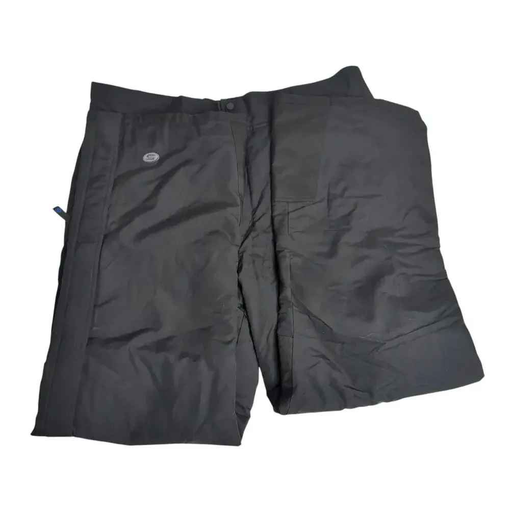 Men's Slalom Black Nylon Lined Insulated Ski Snow Pants XL Adjustable Waist
